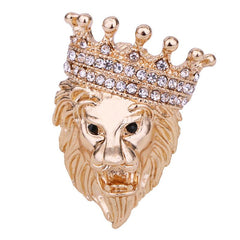 Vintage Lion Brooch King Of The Prairie Crown Pin Coat Jacket Suit Accessories
