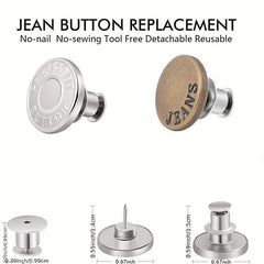 5Pcs Button Pins For Jeans Pant - Instant Replacement Button Pi
