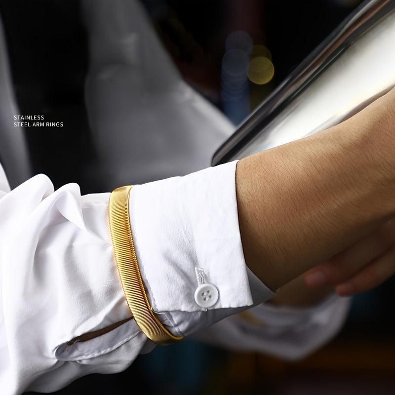 Arm Warmer Shirt Sleeves Metal Non Slip Elastic Cuff Bracelet for Men