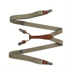 Adult 4 Clip Loose Elastic Suspenders Unisex Clip Leather Head