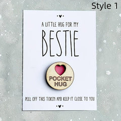 Wooden Pocket Hug Bestie Token Gift Special Gift Send A Cuddle Pocket Hugs