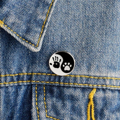 Men's Tai Chi Decorative Button with Cat Paw Print