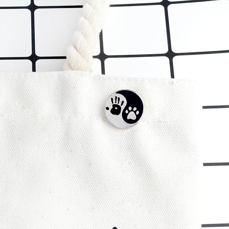 Men's Tai Chi Decorative Button with Cat Paw Print