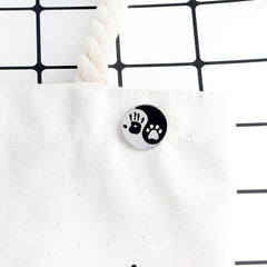 Men's Tai Chi Decorative Button with Cat Paw Print