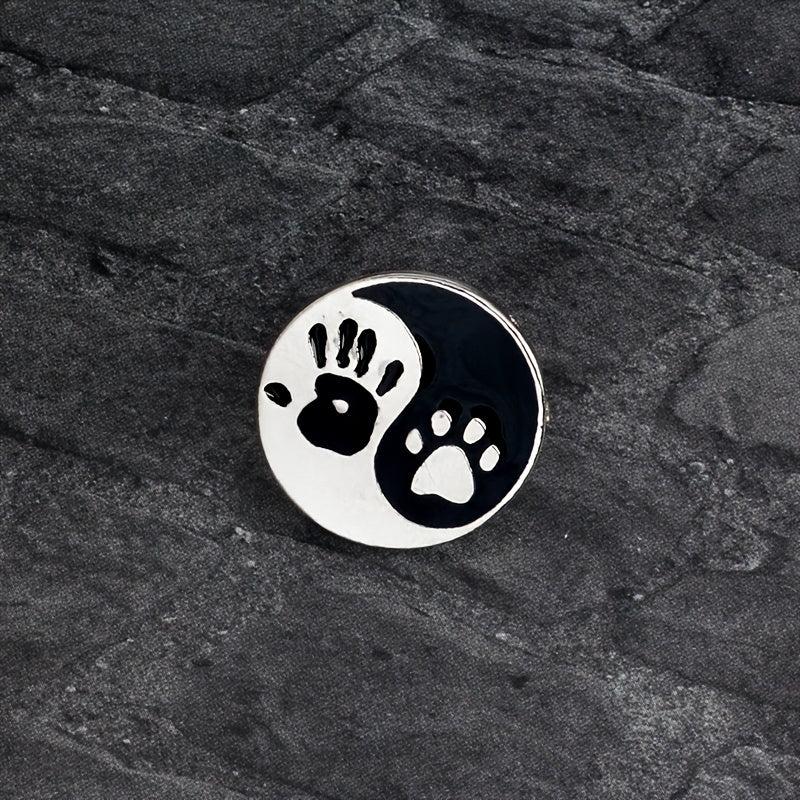 Men's Tai Chi Decorative Button with Cat Paw Print