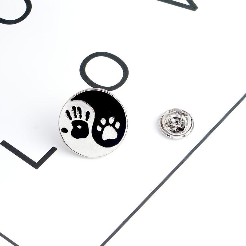 Men's Tai Chi Decorative Button with Cat Paw Print