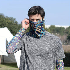 Colorful Tattoo Arm Sleeves & Face Towel Combo