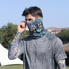 Colorful Tattoo Arm Sleeves & Face Towel Combo