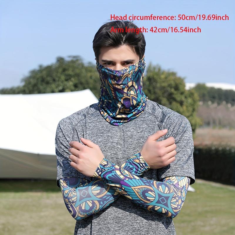 Colorful Tattoo Arm Sleeves & Face Towel Combo