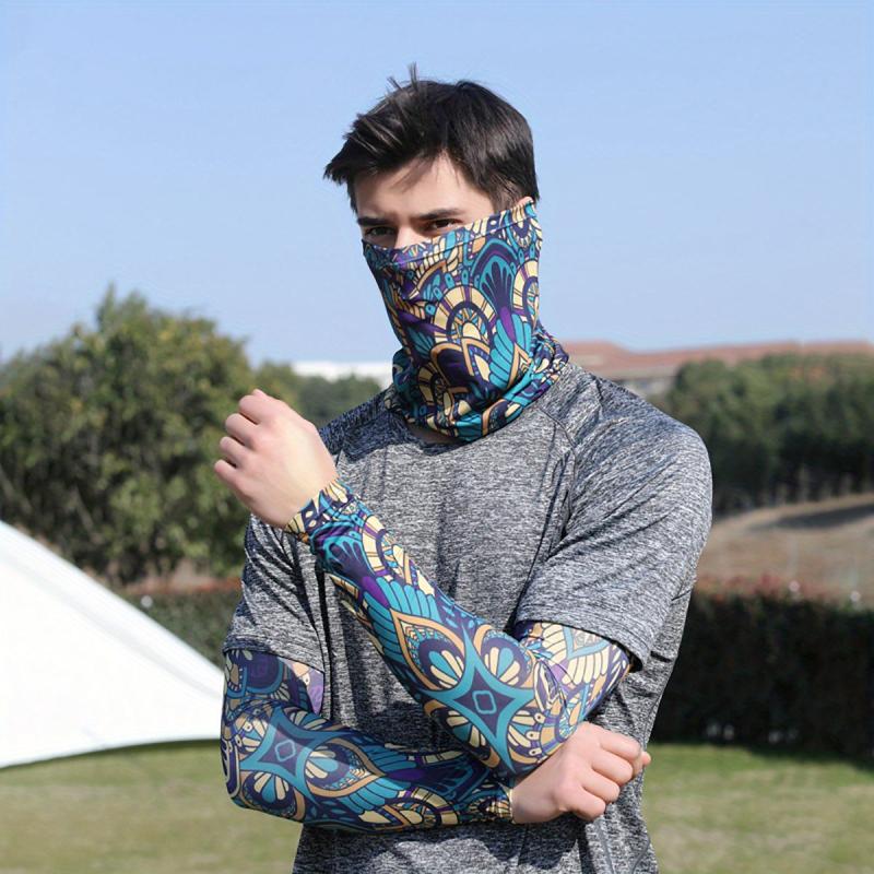 Colorful Tattoo Arm Sleeves & Face Towel Combo