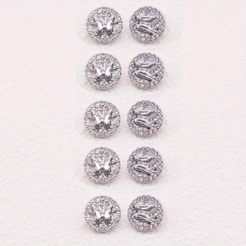 10pcs Zinc Alloy Faux Diamonds Buttons Butterfly Sewing Buttons