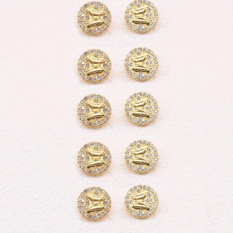 10pcs Zinc Alloy Faux Diamonds Buttons Butterfly Sewing Buttons