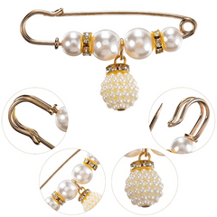 4pcs Faux Pearl Brooches Pins Sweater Shawl Clip