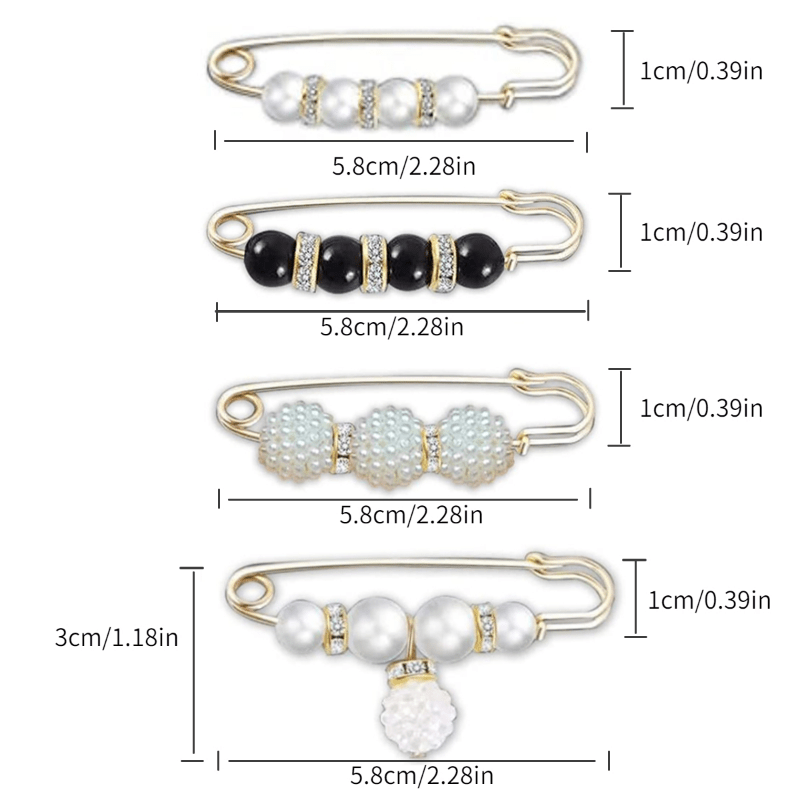 4pcs Faux Pearl Brooches Pins Sweater Shawl Clip