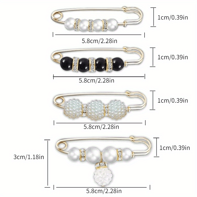 4pcs Faux Pearl Brooches Pins Sweater Shawl Clip