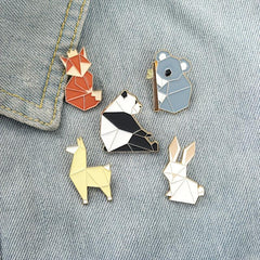 Animal Alloy Pins Set - Fox Mouse Panda Rabbit Cowboy