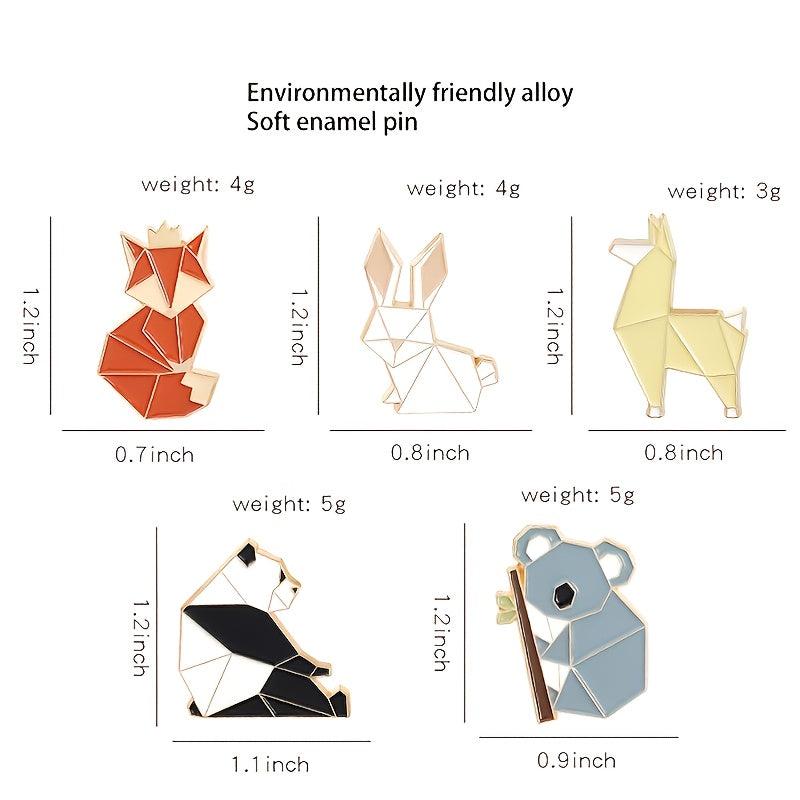 Animal Alloy Pins Set - Fox Mouse Panda Rabbit Cowboy