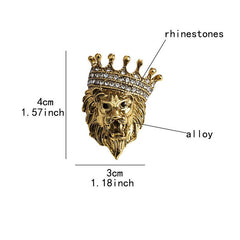 Vintage Lion Head Crown Lapel Pin Suit Shirt Collar Brooch