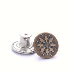 10 Bronze Denim Buttons Set with Cross Design and Screwdriver