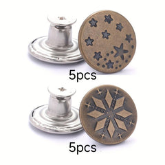 10 Bronze Denim Buttons Set with Cross Design and Screwdriver