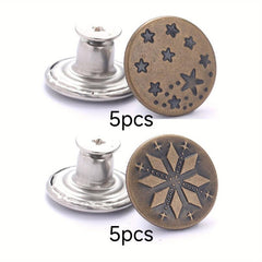10 Bronze Denim Buttons Set with Cross Design and Screwdriver