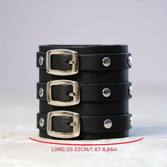 Men's Leather Wrist Guard Wide Square Buckle