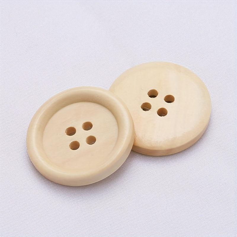 5pcs Natural Wooden Buckle Four Eyed Wooden Button DIY Clothing Accessories