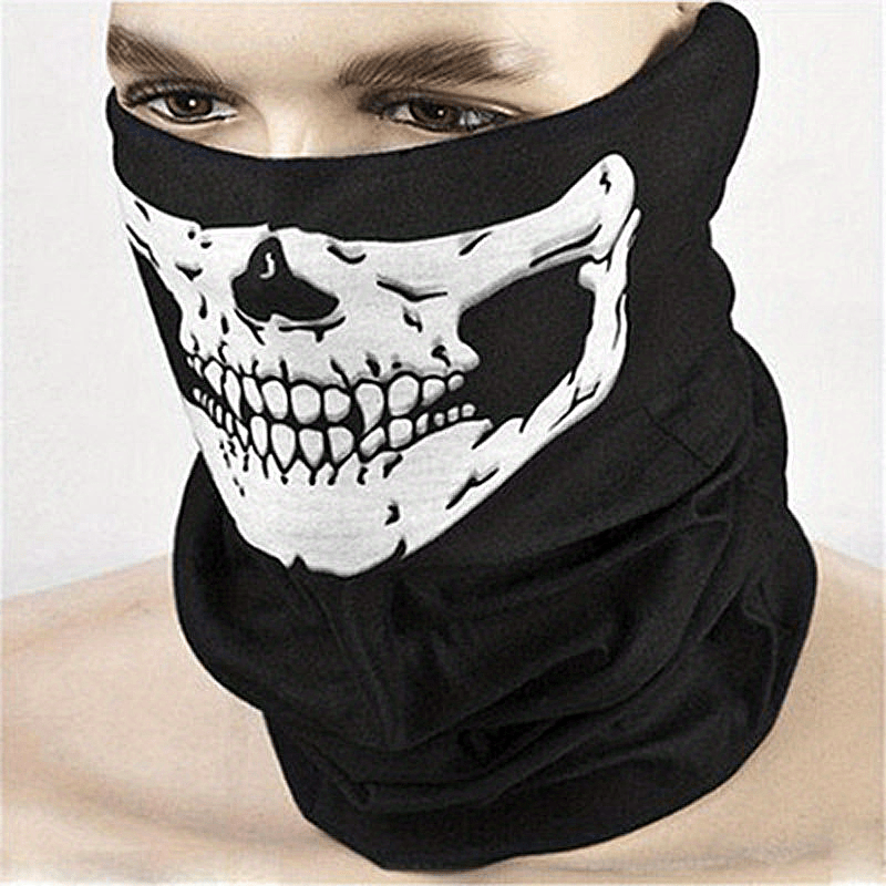 Skull Print Face Mask Windproof Dustproof Outdoor Riding Hood