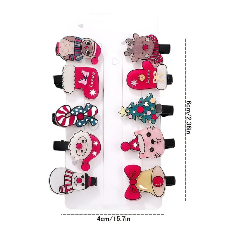 10pcs Christmas Tree & Snowman Decor Hair Clip