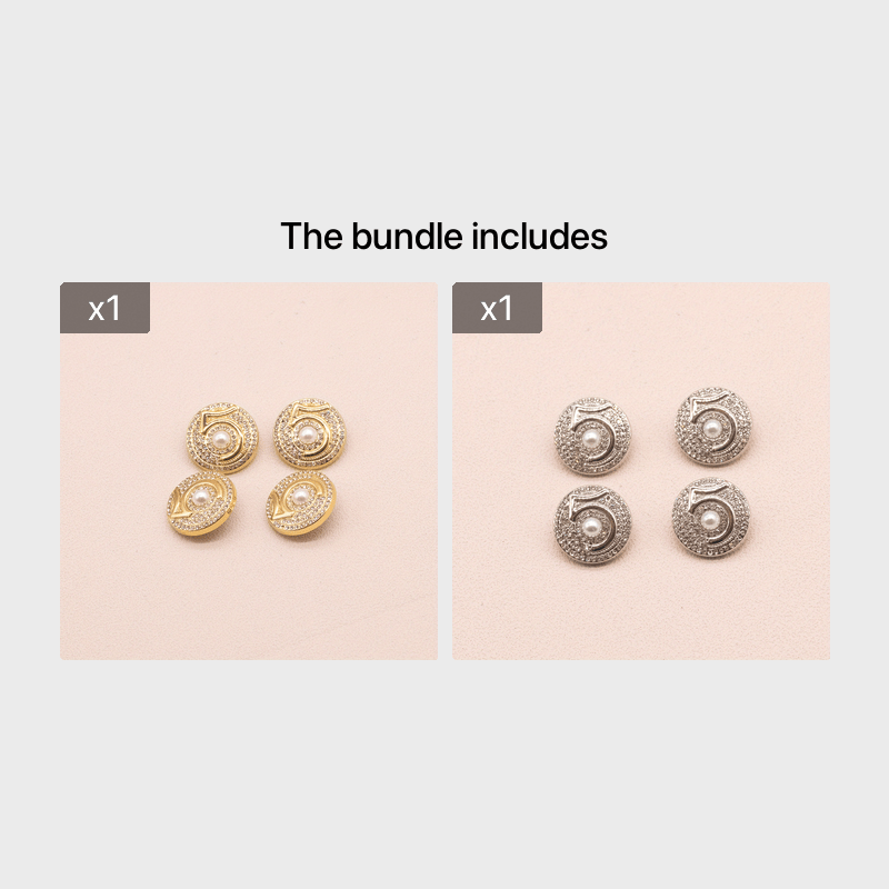 4pcs Zinc Alloy Buttons Faux Diamonds Faux Pearl Number 5 Sewing Buttons