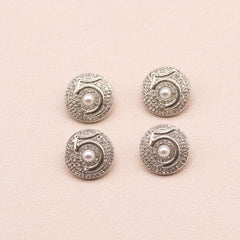4pcs Zinc Alloy Buttons Faux Diamonds Faux Pearl Number 5 Sewing Buttons