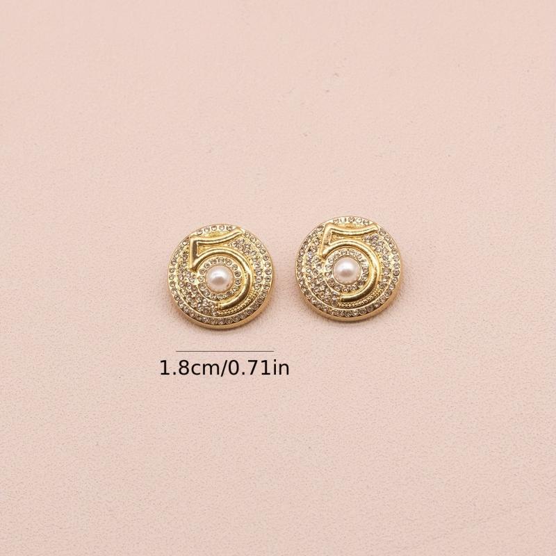 4pcs Zinc Alloy Buttons Faux Diamonds Faux Pearl Number 5 Sewing Buttons