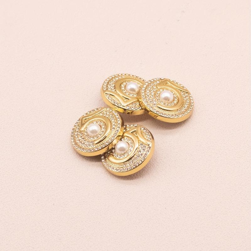 4pcs Zinc Alloy Buttons Faux Diamonds Faux Pearl Number 5 Sewing Buttons