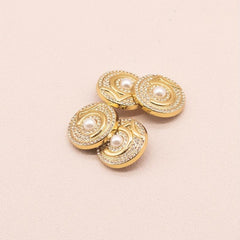 4pcs Zinc Alloy Buttons Faux Diamonds Faux Pearl Number 5 Sewing Buttons