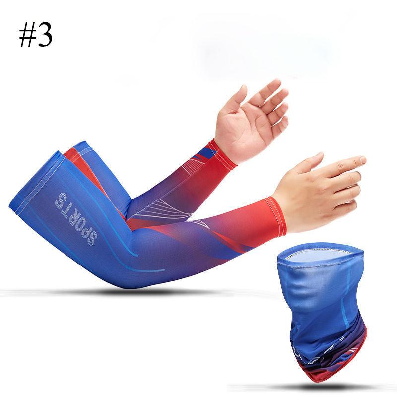 Men's Cooling Face Scarf Set - Sun Protection, Arm Sleeves, Gloves