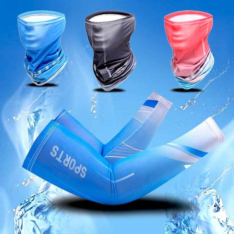 Men's Cooling Face Scarf Set - Sun Protection, Arm Sleeves, Gloves
