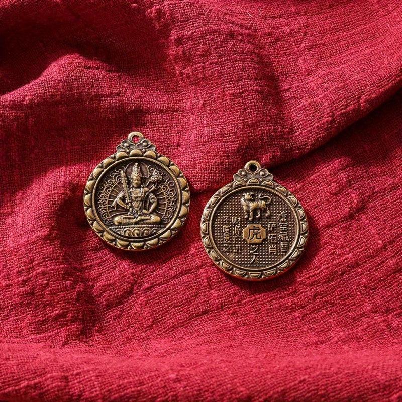 1pc Brass 12 Zodiac Buddha Charms DIY Earrings Bracelets