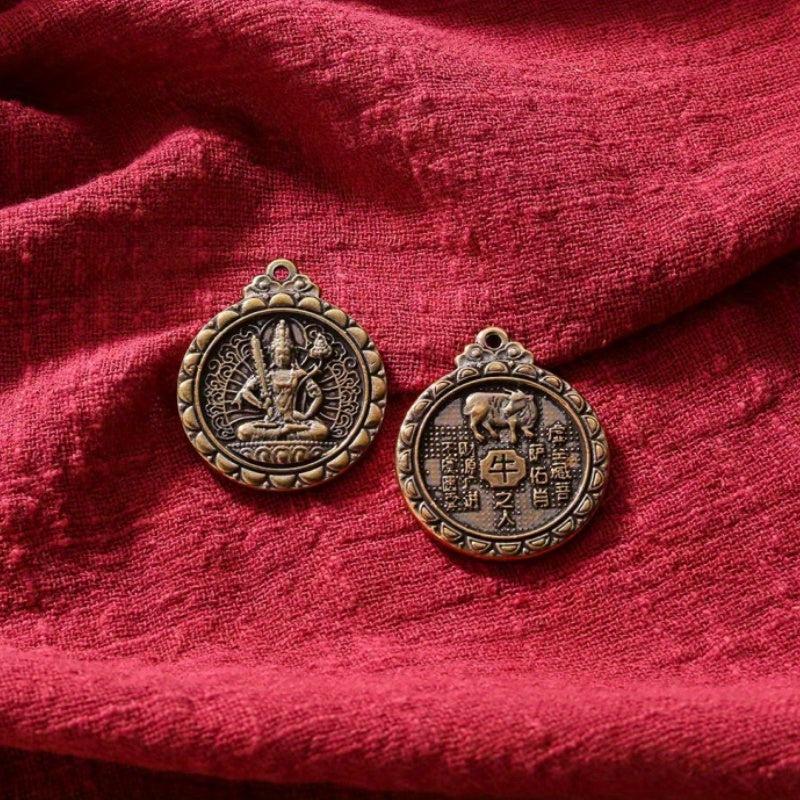1pc Brass 12 Zodiac Buddha Charms DIY Earrings Bracelets