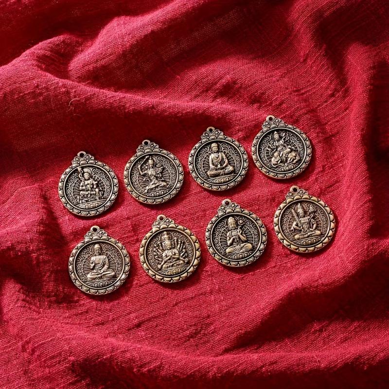 1pc Brass 12 Zodiac Buddha Charms DIY Earrings Bracelets