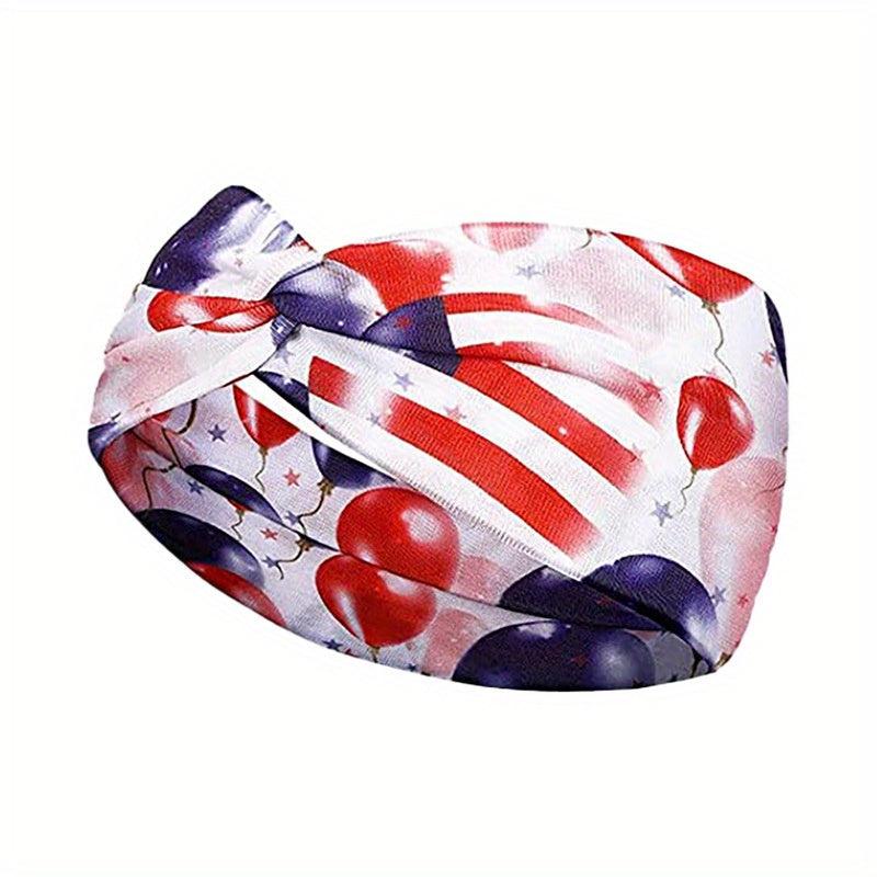 American Flag Independence Star Headband Retro Knotted Sports Strap Headband