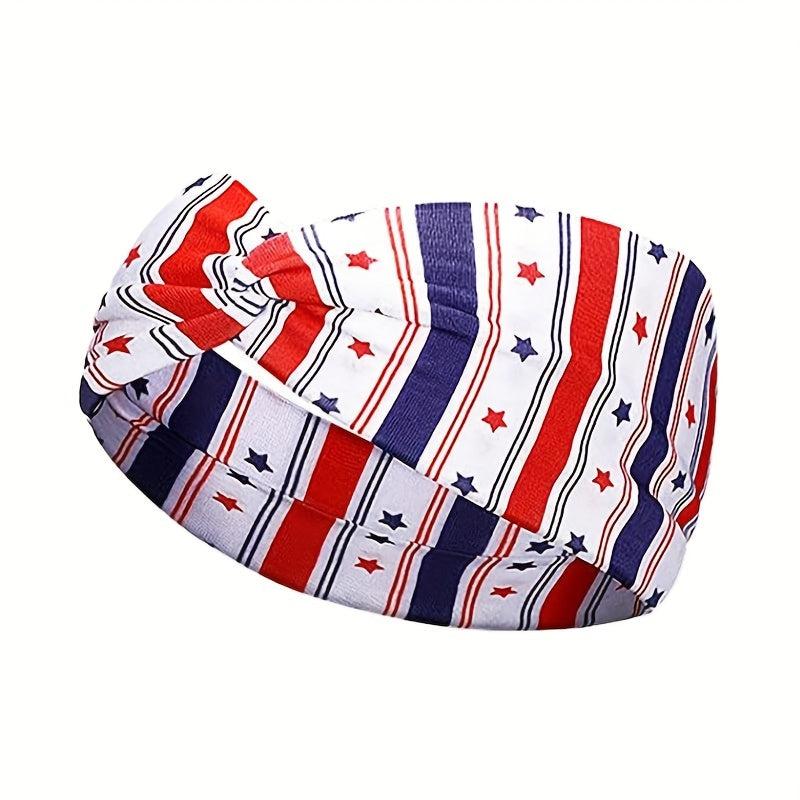 American Flag Independence Star Headband Retro Knotted Sports Strap Headband