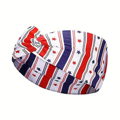 American Flag Independence Star Headband Retro Knotted Sports Strap Headband