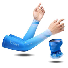 Cooling Sunscreen Arm Sleeves Cover Head Face Neck Tube Scarf Set