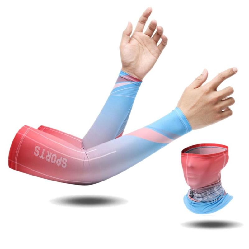 Cooling Sunscreen Arm Sleeves Cover Head Face Neck Tube Scarf Set