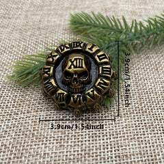 1pc Leather Carved Buckle Screw Coin Buckle Antique Golden Skull Buckle