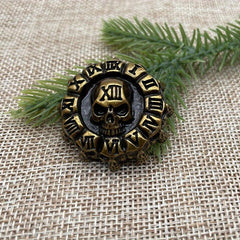 1pc Leather Carved Buckle Screw Coin Buckle Antique Golden Skull Buckle