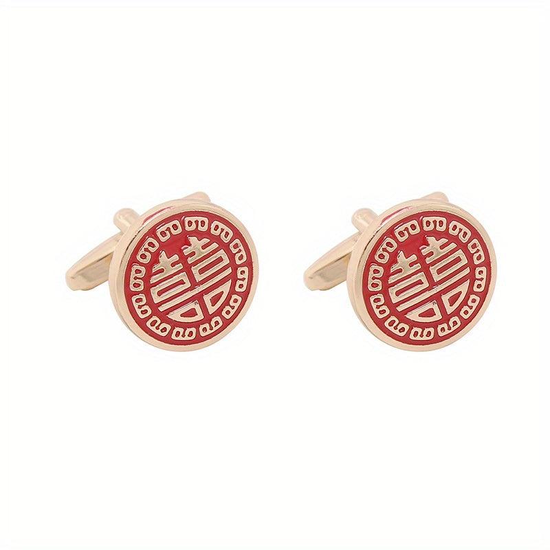 Red Paint Square Cufflinks French Wedding