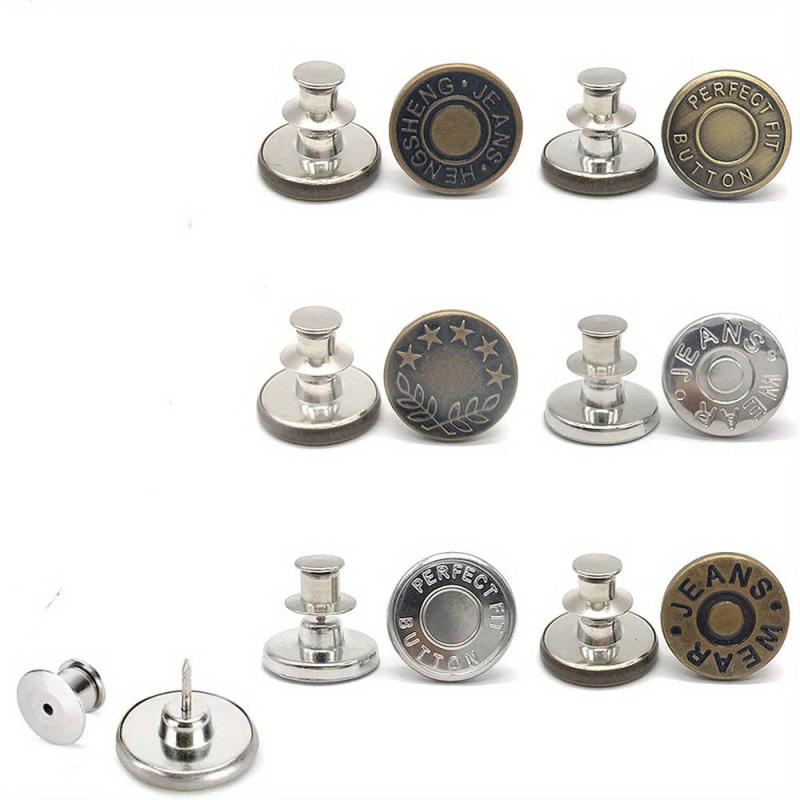 6pcs Adjustable Seam Button Pins for Jeans Sweater Suit