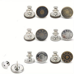 6pcs Adjustable Seam Button Pins for Jeans Sweater Suit