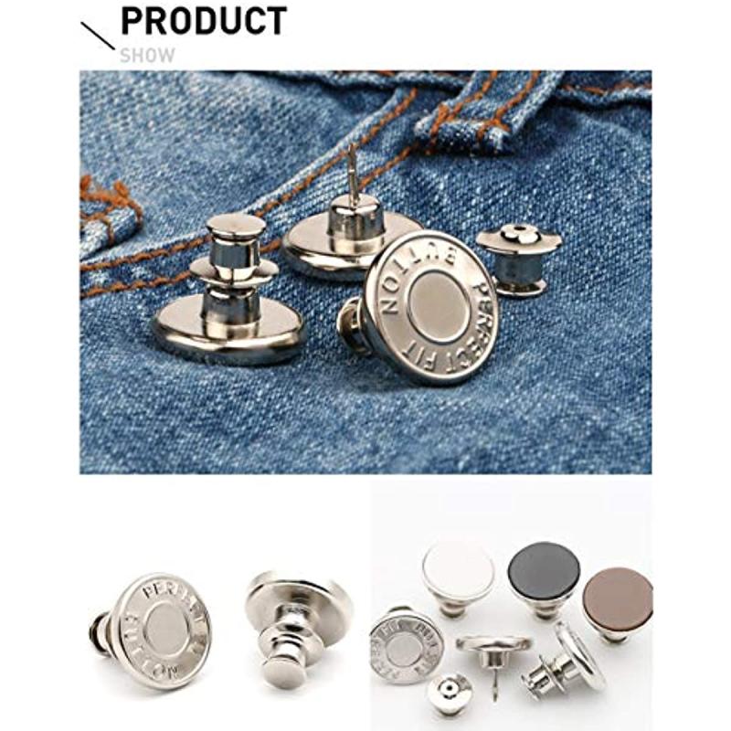 6pcs Adjustable Seam Button Pins for Jeans Sweater Suit